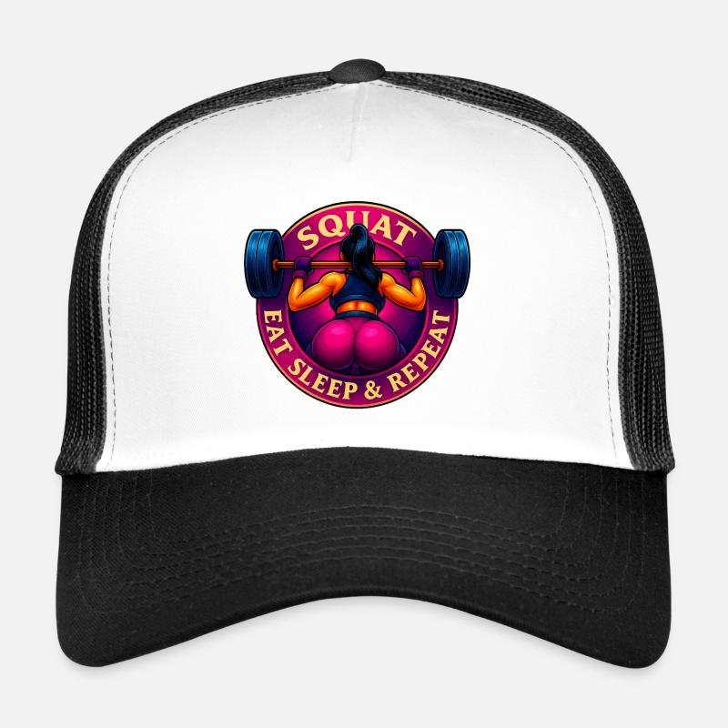 Squat, Eat, Sleep & Repeat! - Trucker Cap - white/black