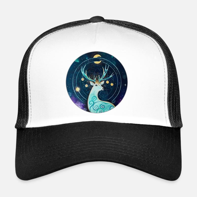 Mystical deer in the starry sky Trucker Cap