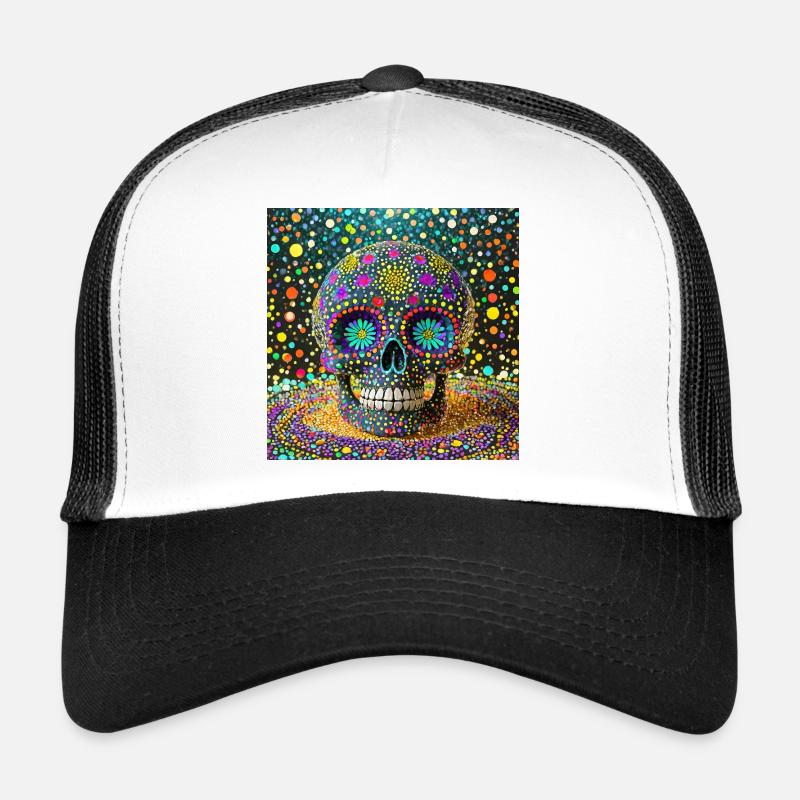 Dia de los Muertos Skull - Trucker Cap - white/black
