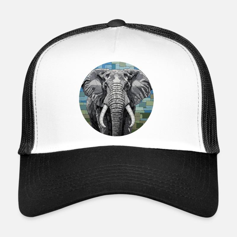 Mosaic Elephant Art Portrait Trucker Cap