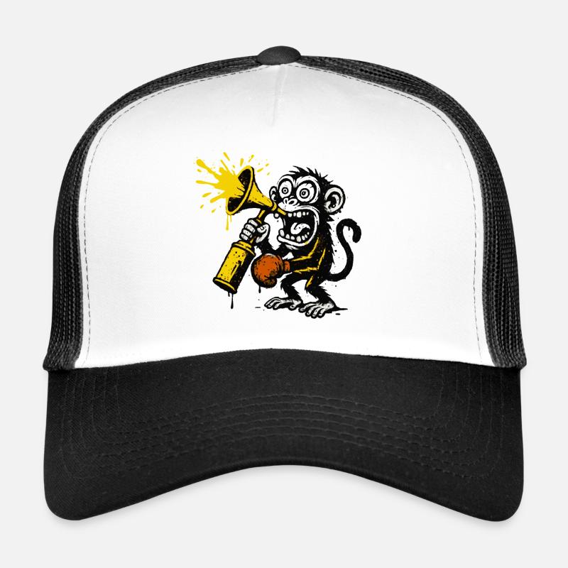 Ausdrucksstarker Affe mit Megafon Trucker Cap