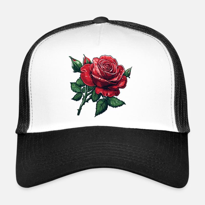 Rose mit Knospen und wassertropfen Trucker Cap