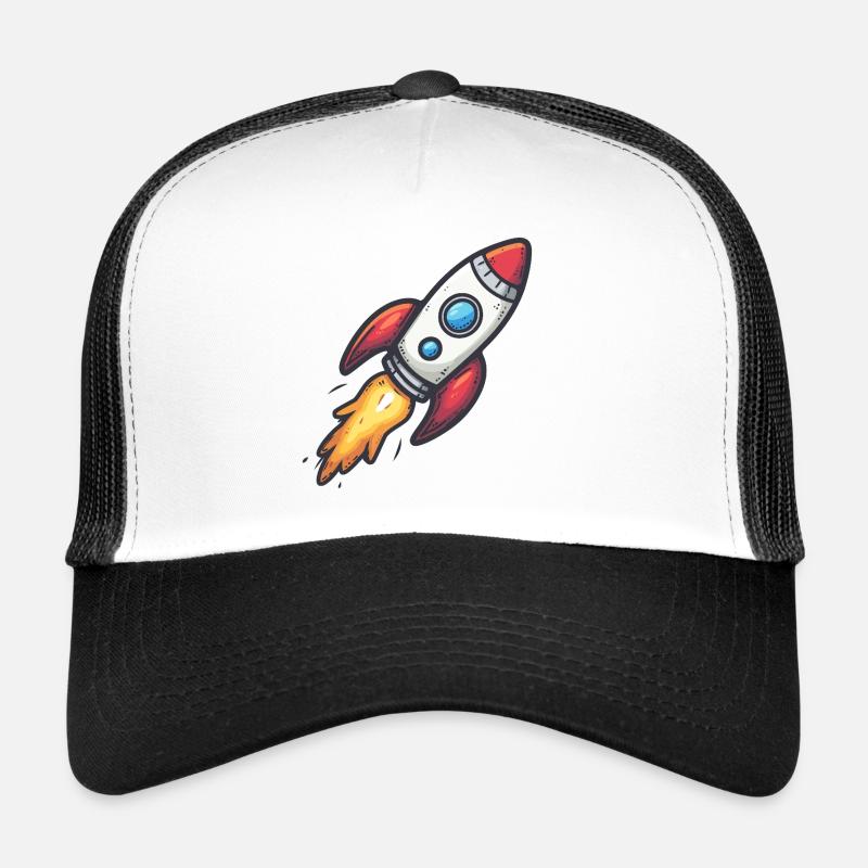 Cartoon Rocket Lightning Force Trucker Cap