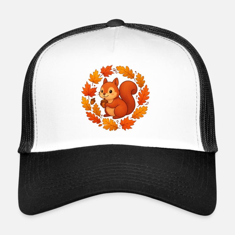 Écureuil d’automne dans une couronne de feuilles Casquette trucker 