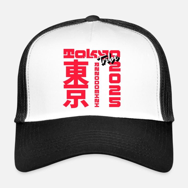 Red Kanji Graffiti - Trucker Cap - white/black
