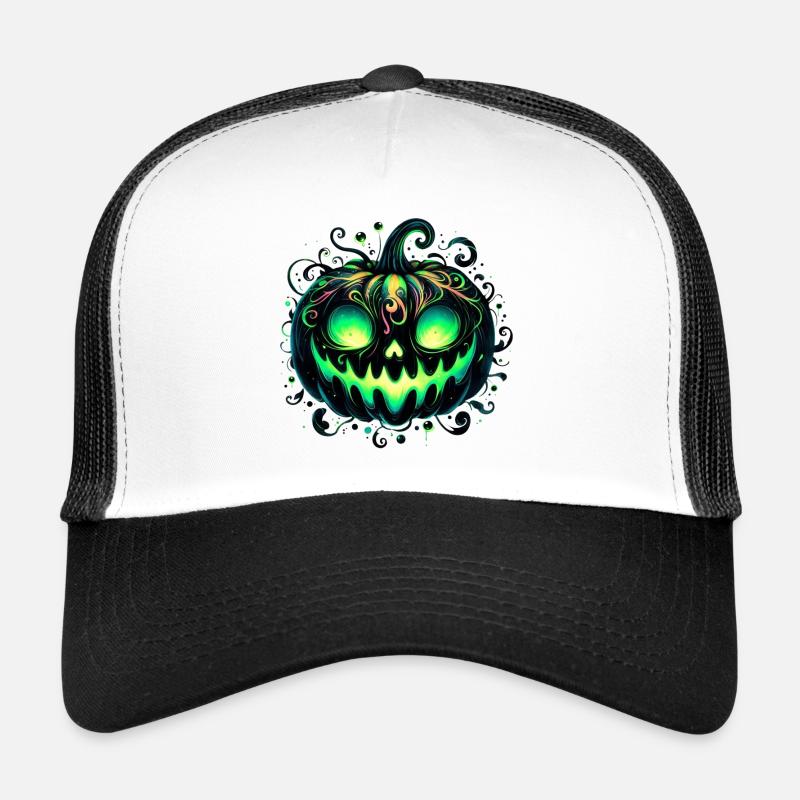 Tourbillon de citrouille néon Halloween Casquette trucker 