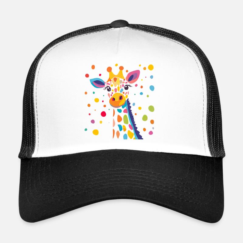 Königliche Giraffe Farbkonfetti - Trucker Cap - Weiß/Schwarz