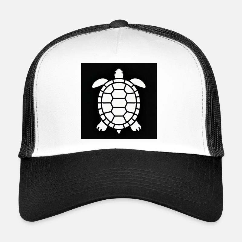 Black and White Turtle Silhouette Trucker Cap