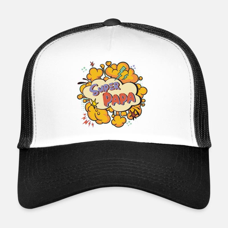 Super papa Comic Explosion - Casquette trucker  - blanc/noir