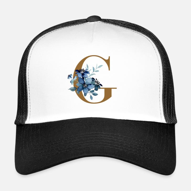 Florales G – Goldener Buchstabe mit Blüten Trucker Cap