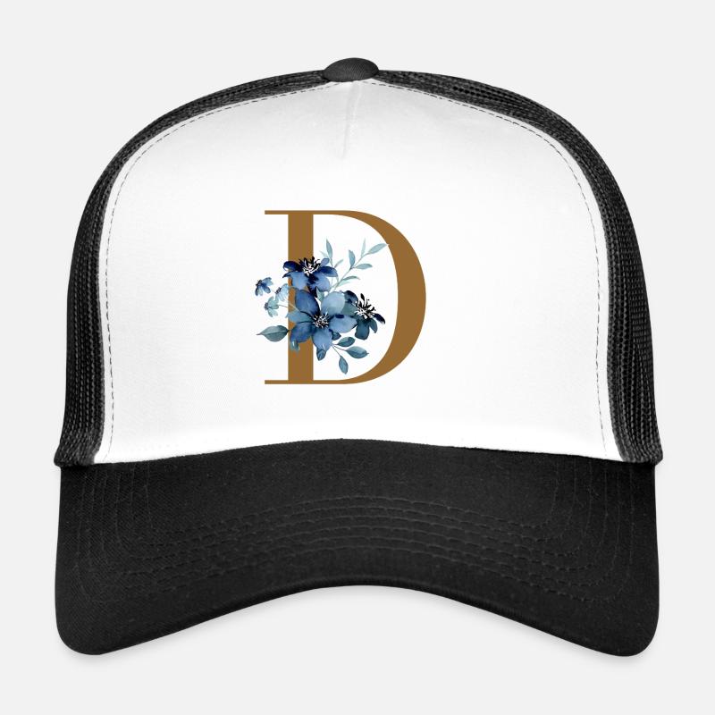 Floral D – Lettre dorée avec des fleurs Casquette trucker 