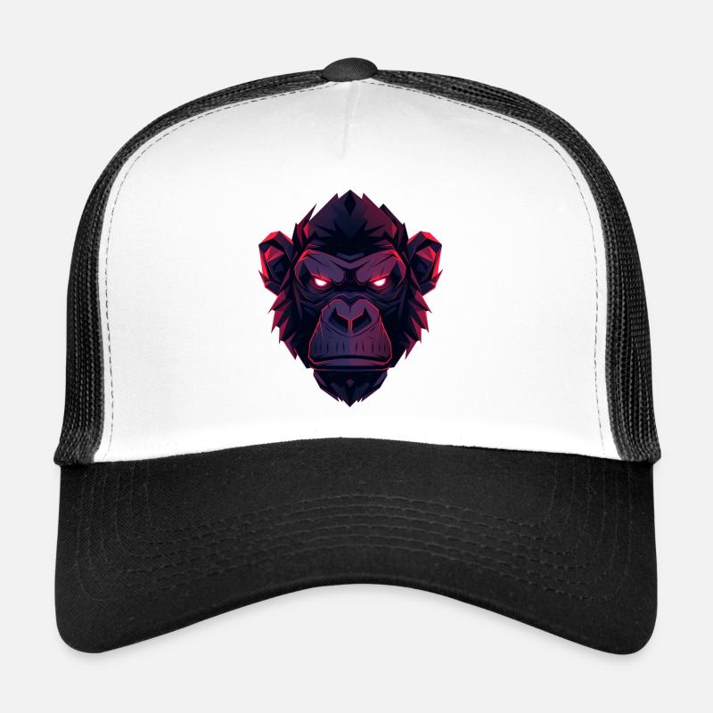 Neon Gorilla Head Art Trucker Cap