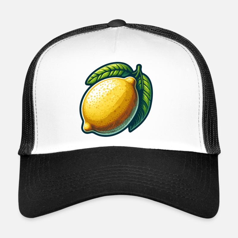 Bright Lemon with Graphic Leaves Trucker Cap
