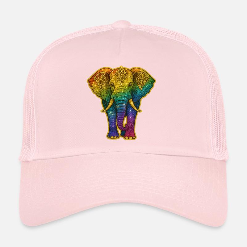 Regenbogen Elefant mit Goldmuster Trucker Cap