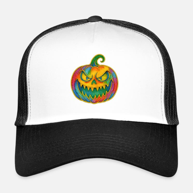 Regenbogen Kürbis Grinsen Trucker Cap