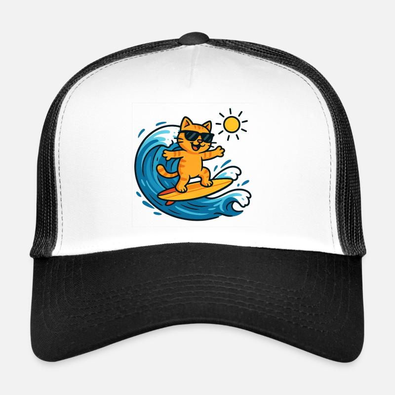 Chat surfeur soleil Casquette trucker 