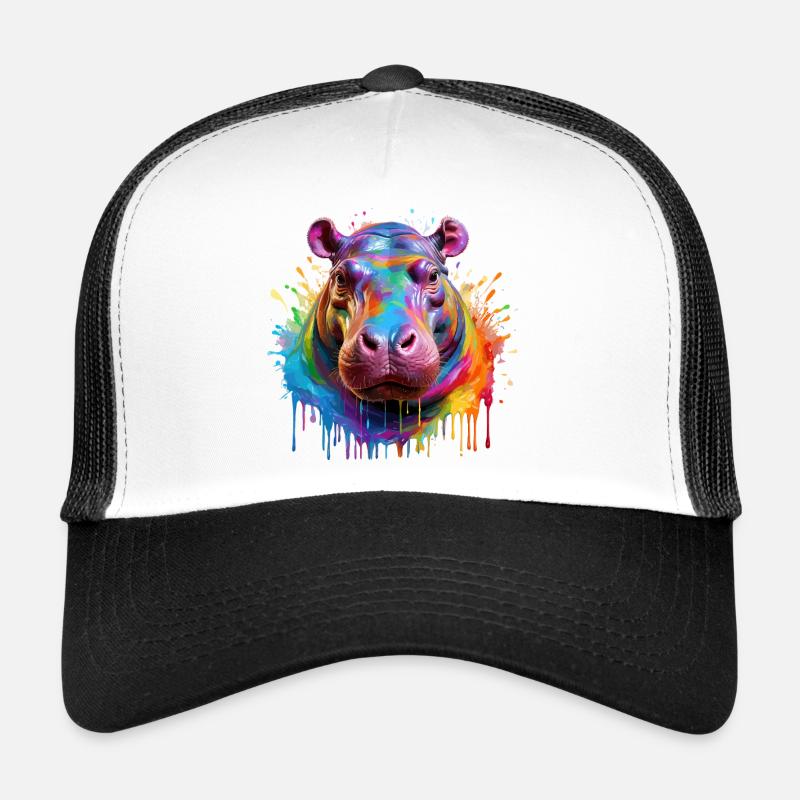 Bunter Hippo Farbexplosion Trucker Cap