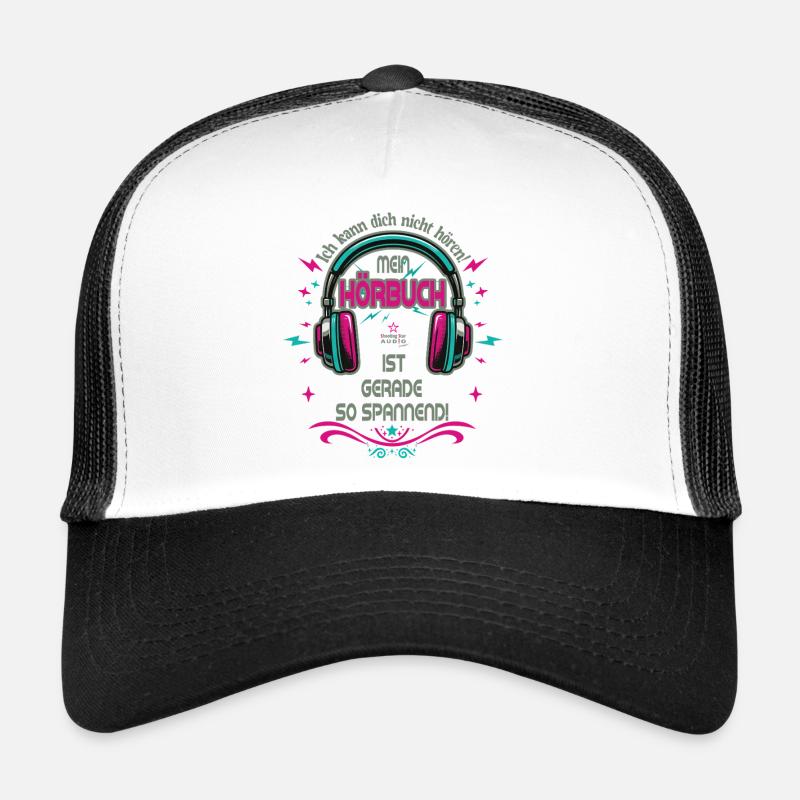 Exciting audio book dark - Trucker Cap - white/black