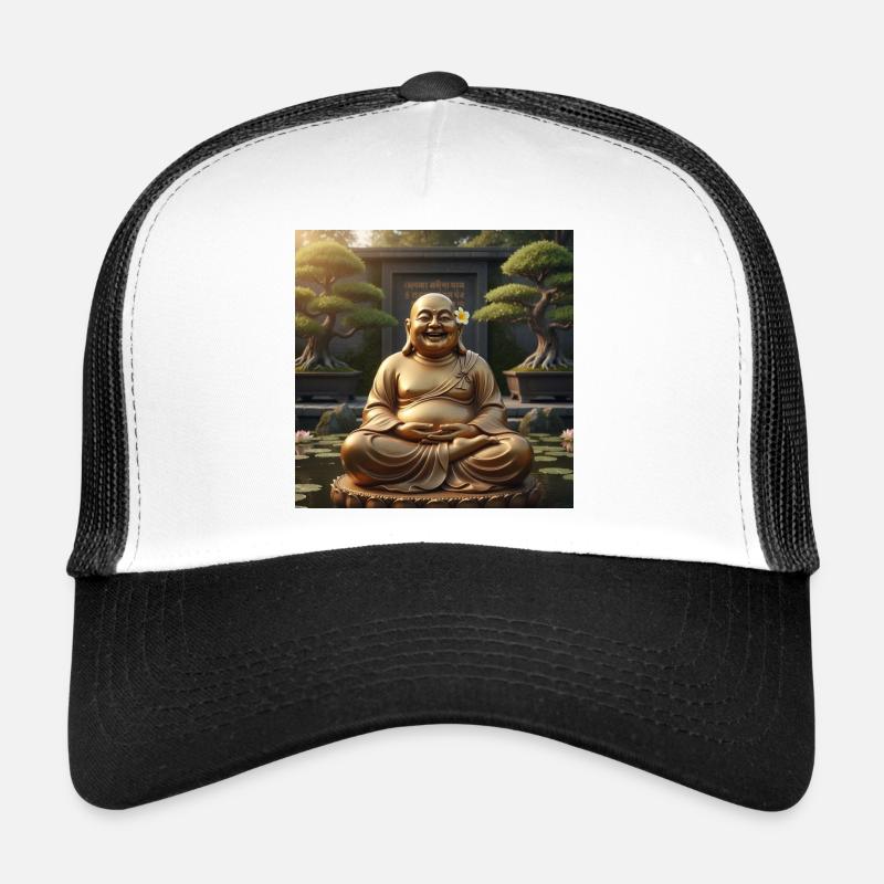 Figurine dorée du jardin du Bouddha riant Casquette trucker 