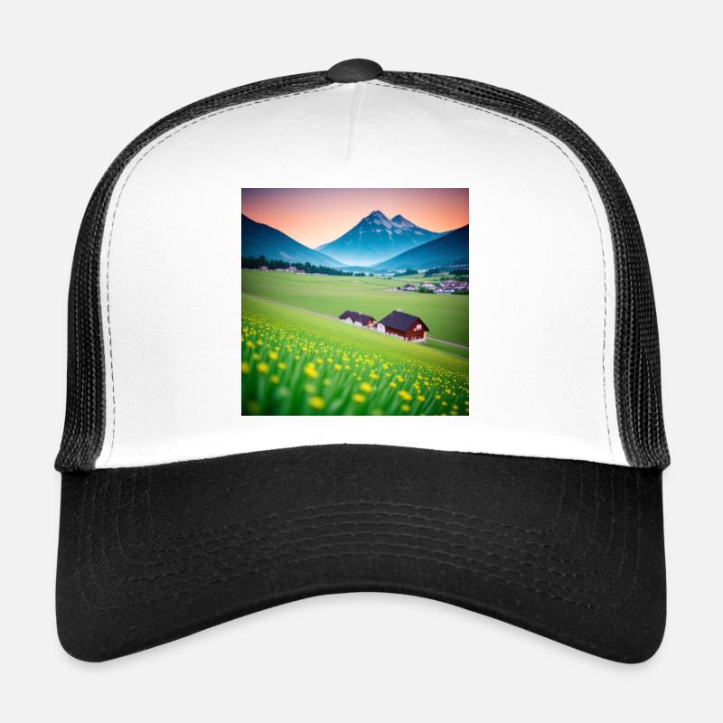 Vallée alpin au crépuscule Casquette trucker 