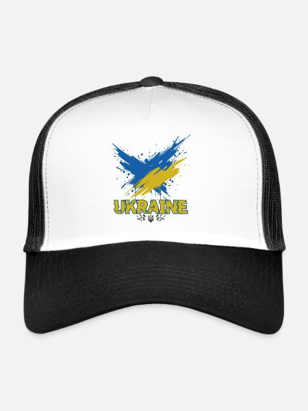 Ukraine Flag Splash Art - Trucker Cap - white/black - Front