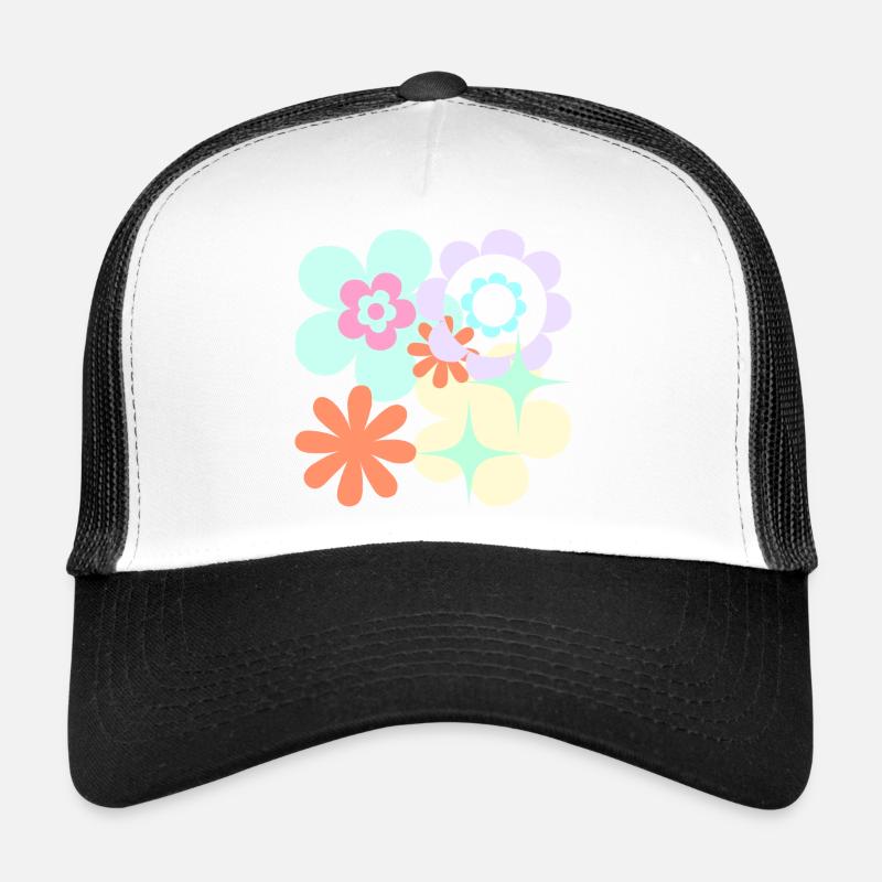 Blossom Pop Retro Pattern Trucker Cap