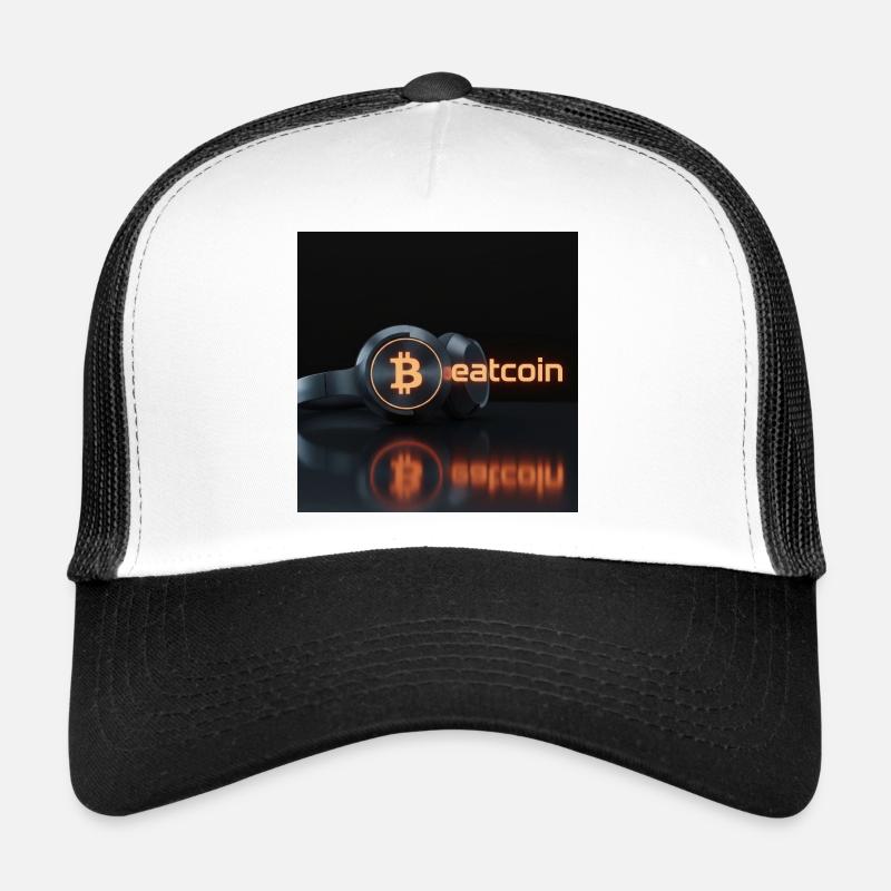 Beatcoin Neon Bitcoin Kopfhörer - Trucker Cap - Weiß/Schwarz