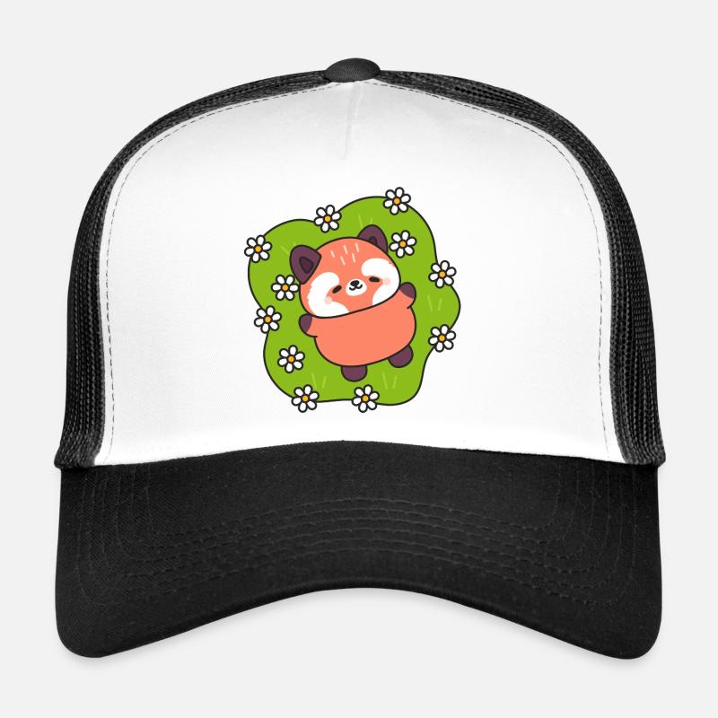 Happy Panda on Daisy Meadow - Trucker Cap - white/black