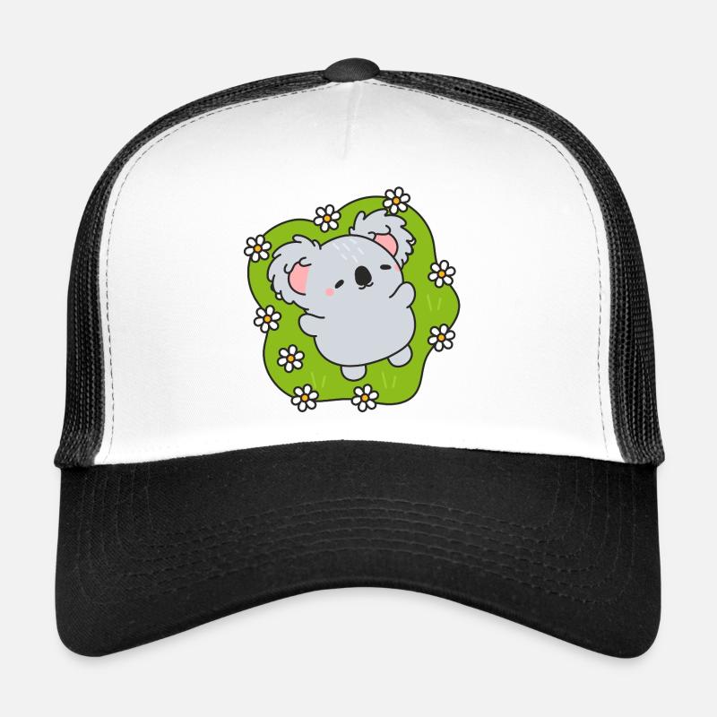 Koala fleuri rêveur - Casquette trucker  - blanc/noir