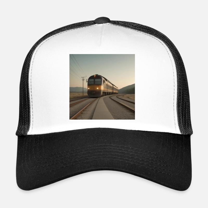 Trainieren Sie in der Abenddämmerung auf den Gleisen - Trucker Cap - Weiß/Schwarz
