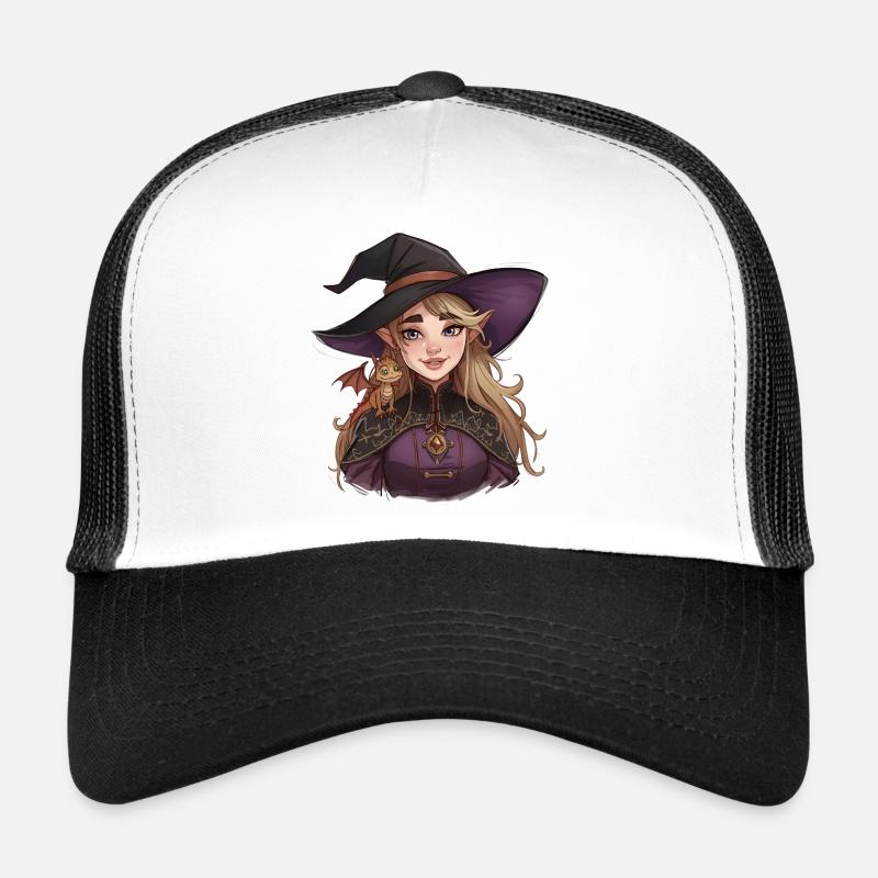 Fantasy Hexe mit Drachen auf der Schulter Trucker Cap