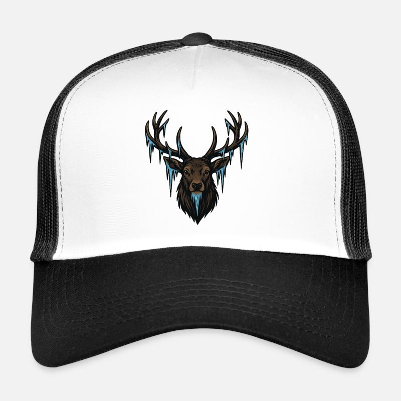 Icicle Deer Head - Trucker Cap - white/black