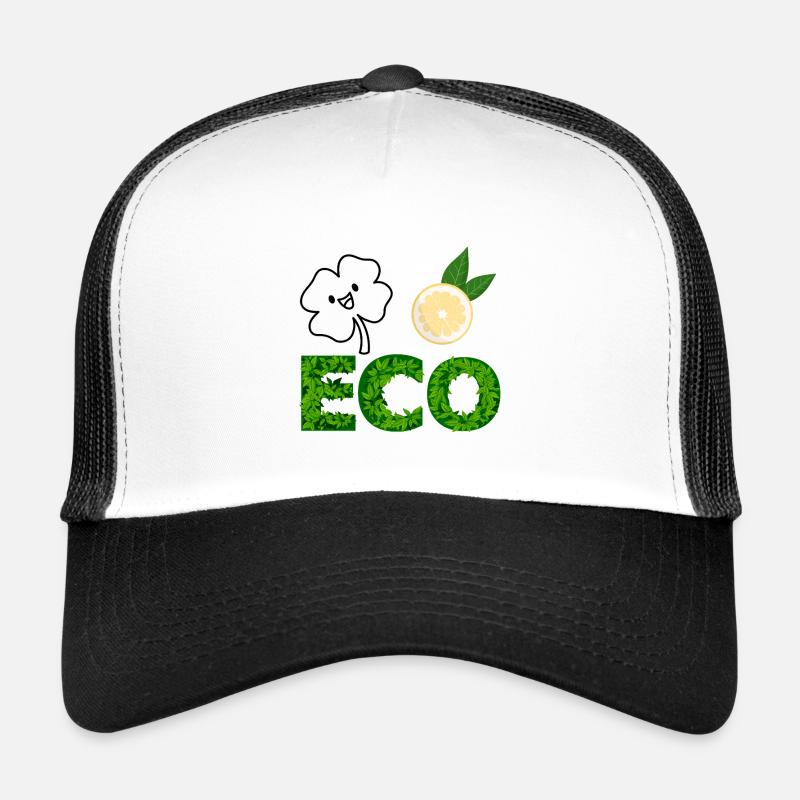 Eco Leaf Letters with Lemon Slice - Trucker Cap - white/black