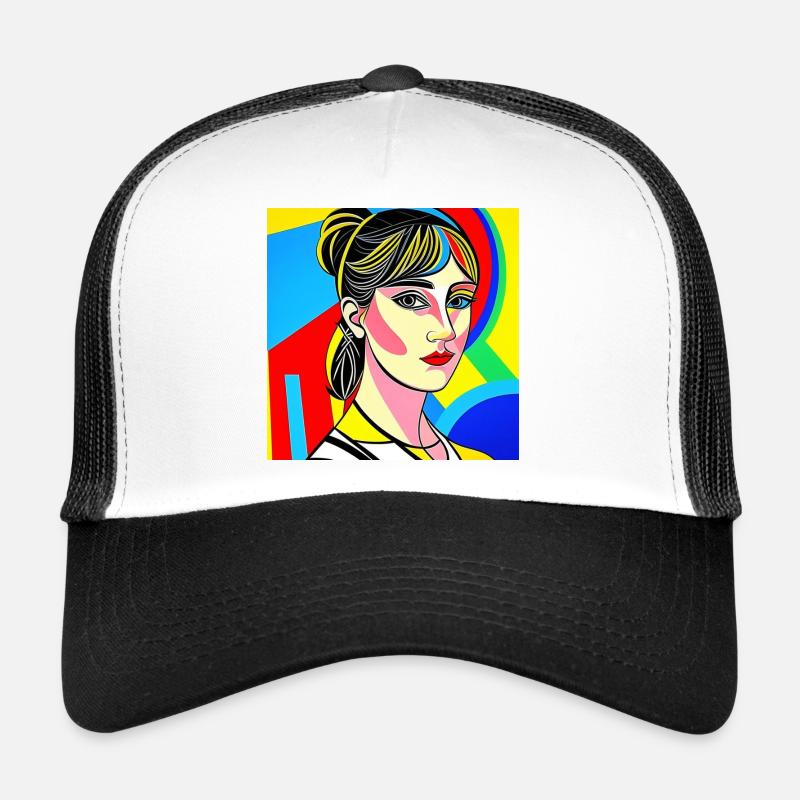 Portrait Pop Coloré - Casquette trucker  - blanc/noir