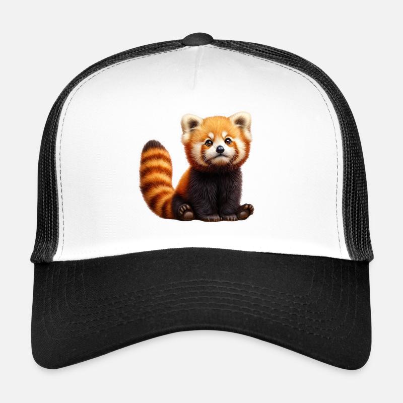 Entzückender roter Panda Plüsch - Trucker Cap - Weiß/Schwarz