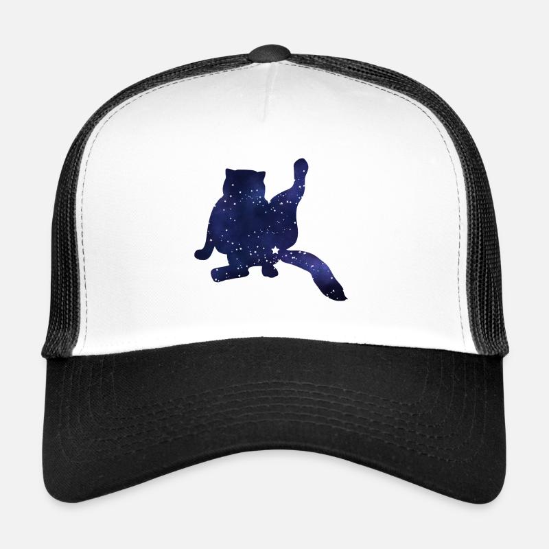 Silhouette de chat drôle ciel étoilé Casquette trucker 