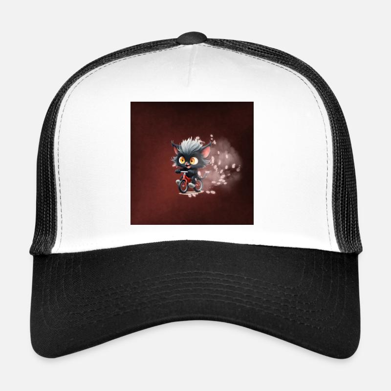 Chat coquin sur vélo rouge Casquette trucker 