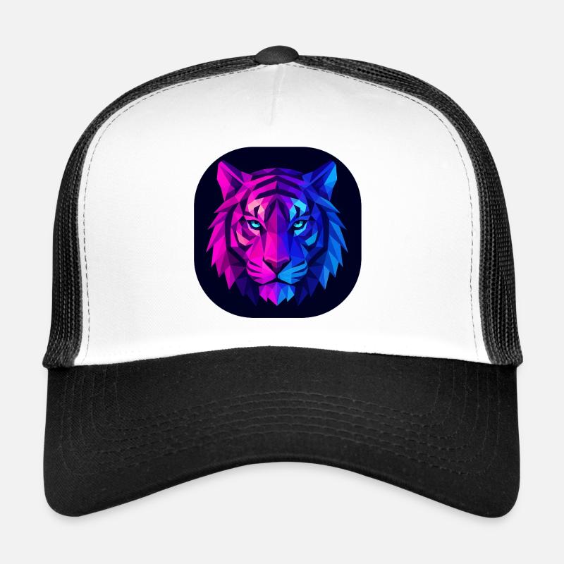 Neon Polygon Tiger : Magenta à Bleu Casquette trucker 