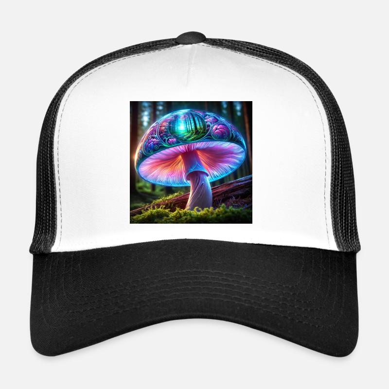 Glowing Mushroom Forest Dream - Trucker Cap - white/black