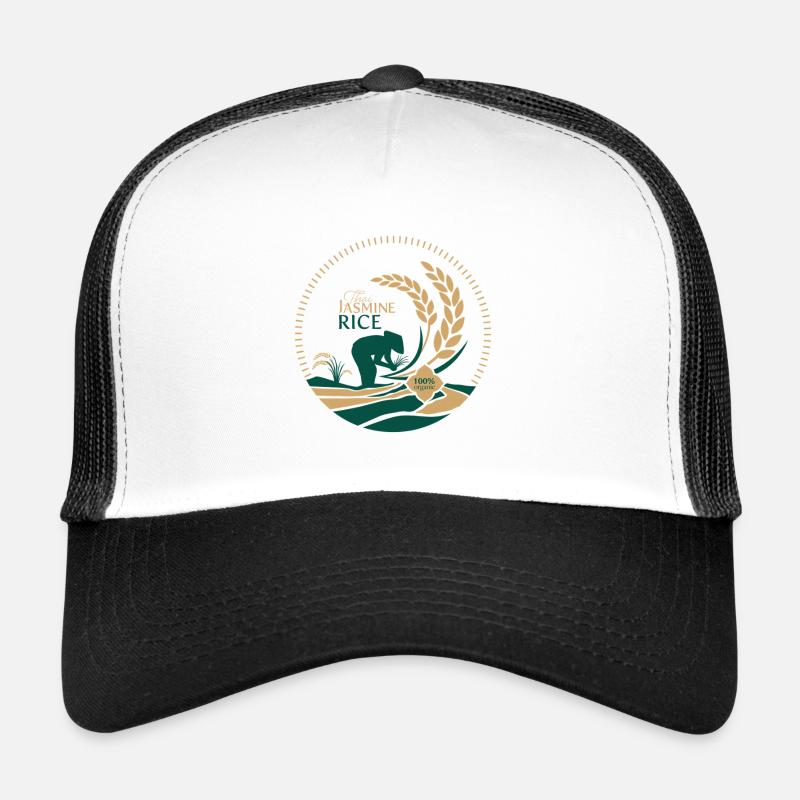 Thai Jasmine Rice Logo Organic - Trucker Cap - Weiß/Schwarz
