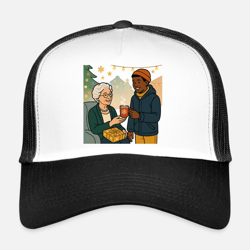 Grand-mère Karin avec son petit-fils Casquette trucker 