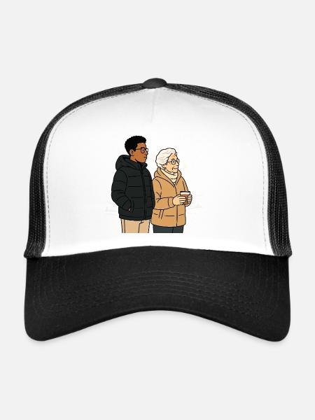 Grand-mère Karin avec son petit-fils - Casquette trucker  - blanc/noir - Devant