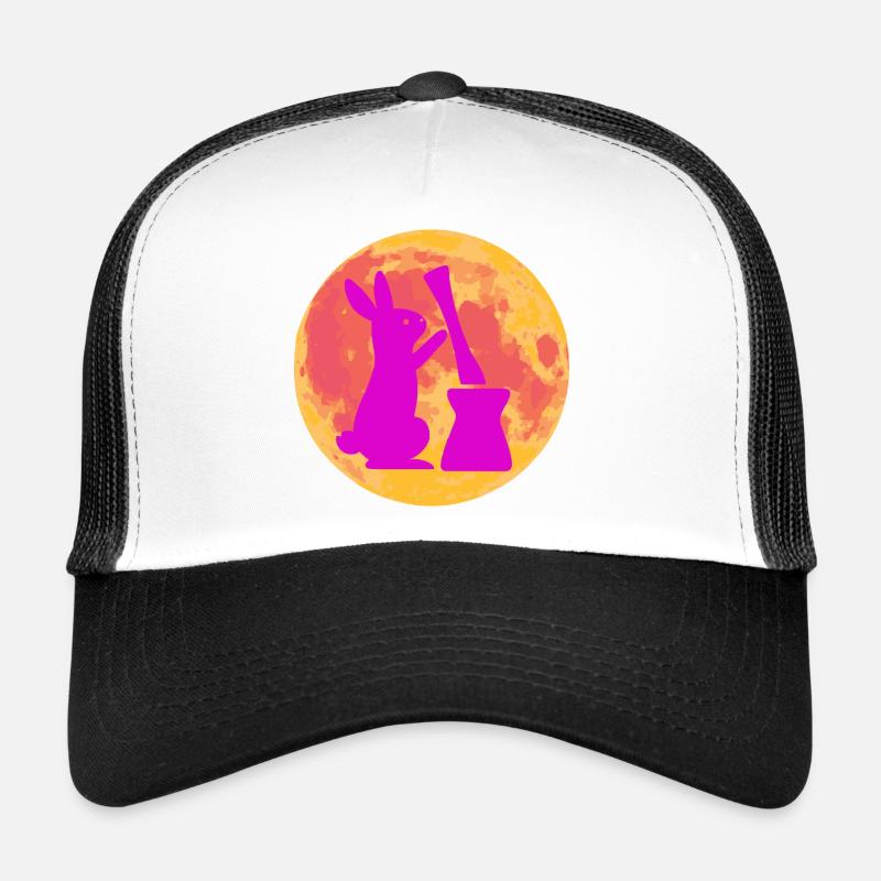 Moon Bunny Stomps Rice Cake – Full Moon Design Trucker Cap