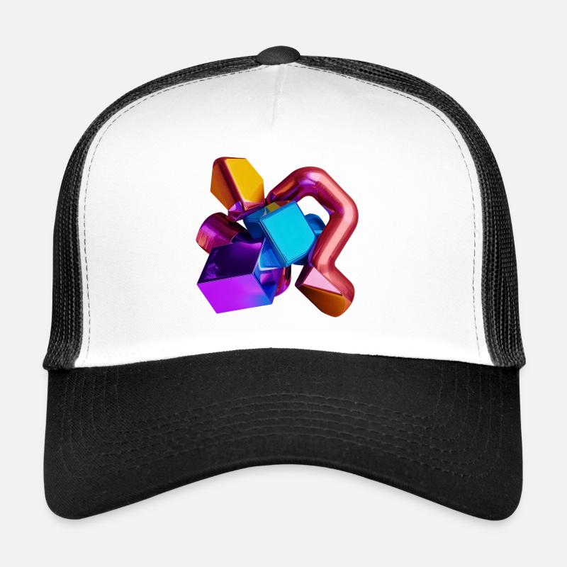 Abstrait 3D Géométrie Formes Coloré Casquette trucker 