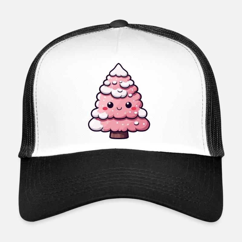 Chibi arbre enneigé rose Casquette trucker 