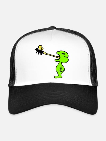 La grenouille attrape la mouche langue moustique manger le crapaud de la faim - Casquette trucker  - blanc/noir - Devant
