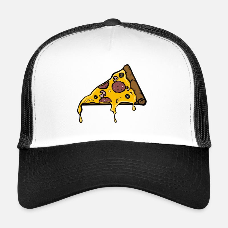 Schmelzende Peperoni Pizza Slice Illustration - Trucker Cap - Weiß/Schwarz