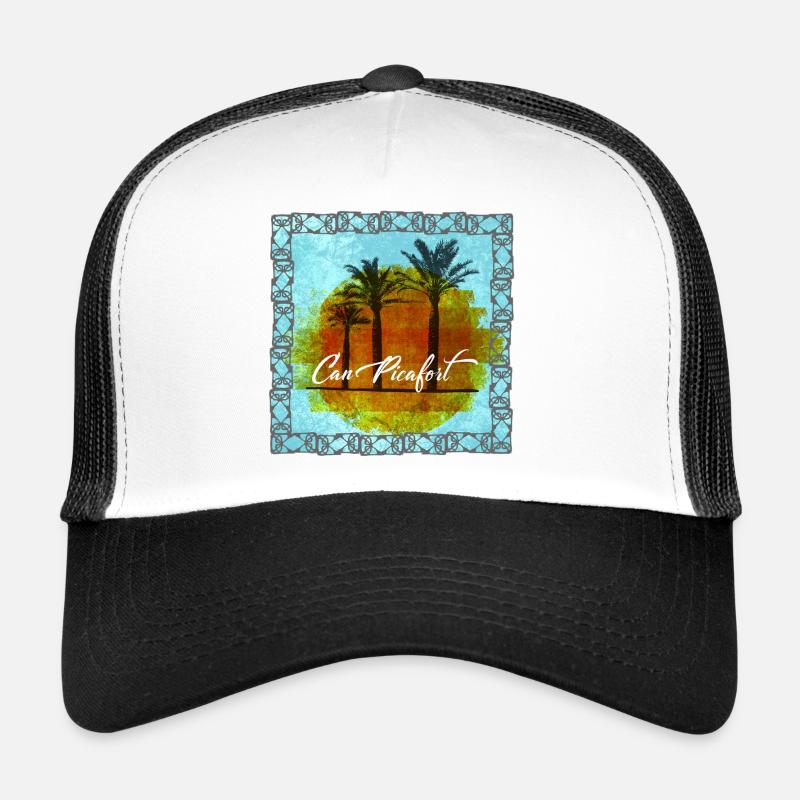 Can Picafort Palm Trees Sunset Trucker Cap