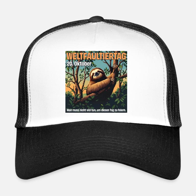 October 20 – International Sloth Day - Trucker Cap - white/black
