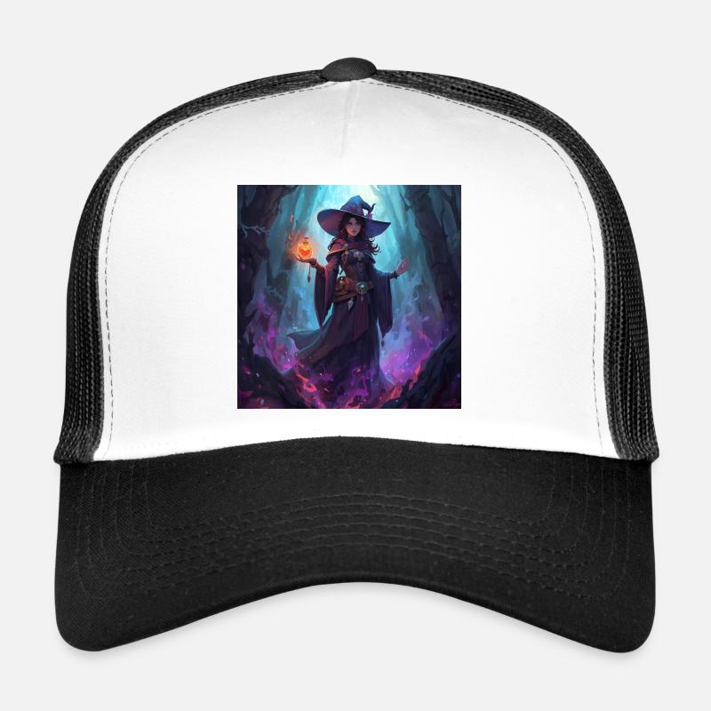Sorcière des cavernes enchantée - Casquette trucker  - blanc/noir